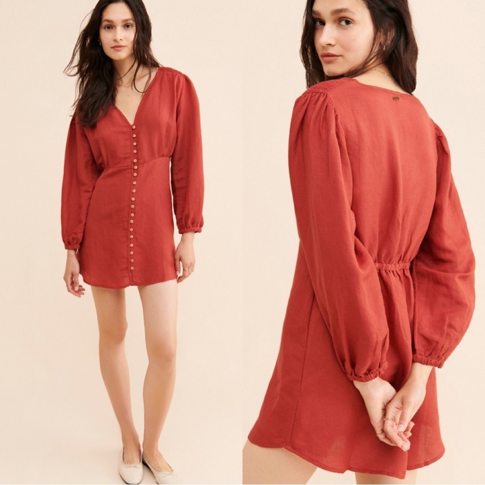 Saint Helena Cleo Mini Dress in burnt orange Size: S